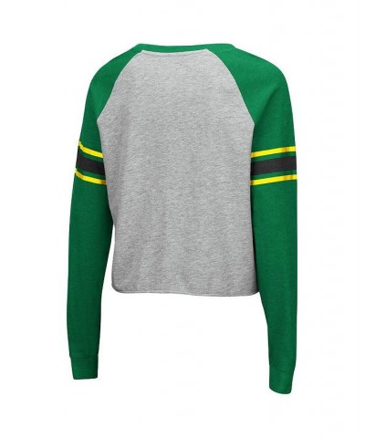 Women's Heathered Gray and Green Oregon Ducks Decoder Pin Raglan Long Sleeve T-shirt Heathered Gray, Green $25.00 Tops