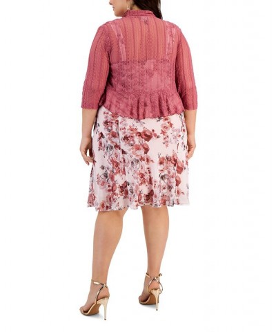 Plus Size 2-Pc. Crochet Jacket & Dress Set Rosewood $46.87 Dresses