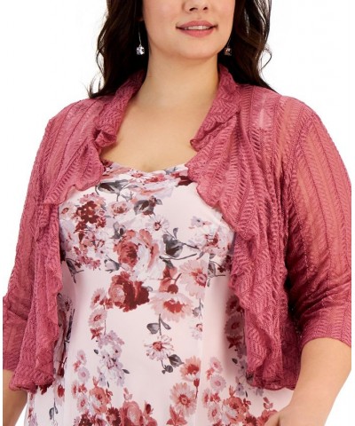 Plus Size 2-Pc. Crochet Jacket & Dress Set Rosewood $46.87 Dresses