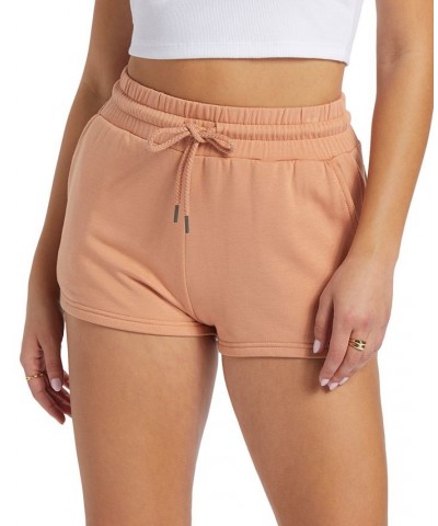 Juniors' Check Out Drawstring Fleece Shorts Tan/Beige $28.08 Shorts