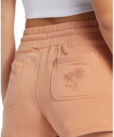 Juniors' Check Out Drawstring Fleece Shorts Tan/Beige $28.08 Shorts