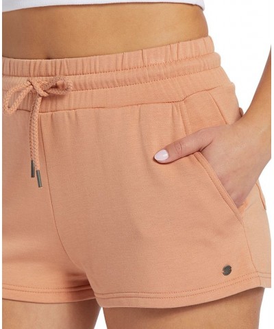 Juniors' Check Out Drawstring Fleece Shorts Tan/Beige $28.08 Shorts