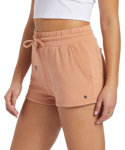 Juniors' Check Out Drawstring Fleece Shorts Tan/Beige $28.08 Shorts