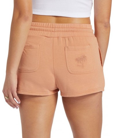 Juniors' Check Out Drawstring Fleece Shorts Tan/Beige $28.08 Shorts