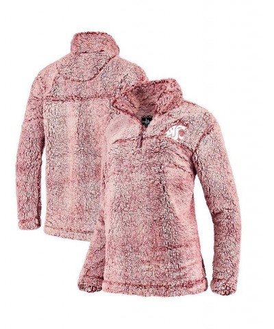 Women's Crimson Washington State Cougars Sherpa Super Soft Quarter Zip Pullover Jacket Crimson $36.00 Jackets