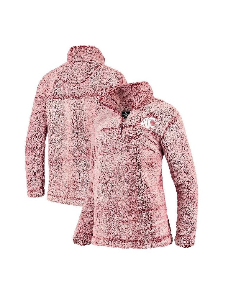 Women's Crimson Washington State Cougars Sherpa Super Soft Quarter Zip Pullover Jacket Crimson $36.00 Jackets