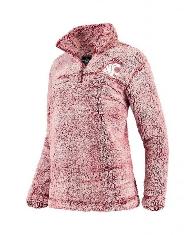 Women's Crimson Washington State Cougars Sherpa Super Soft Quarter Zip Pullover Jacket Crimson $36.00 Jackets