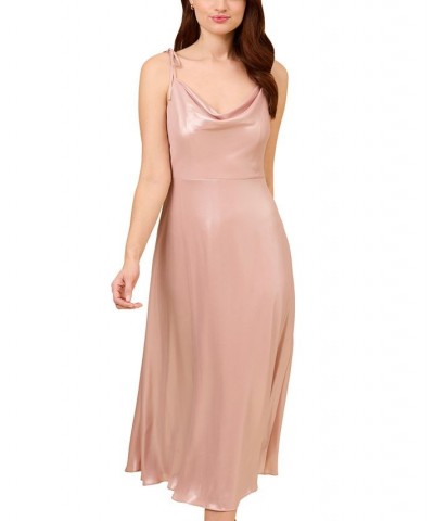 Women's Metallic Cowlneck Sleeveless Midi Dress Blush $91.96 Dresses