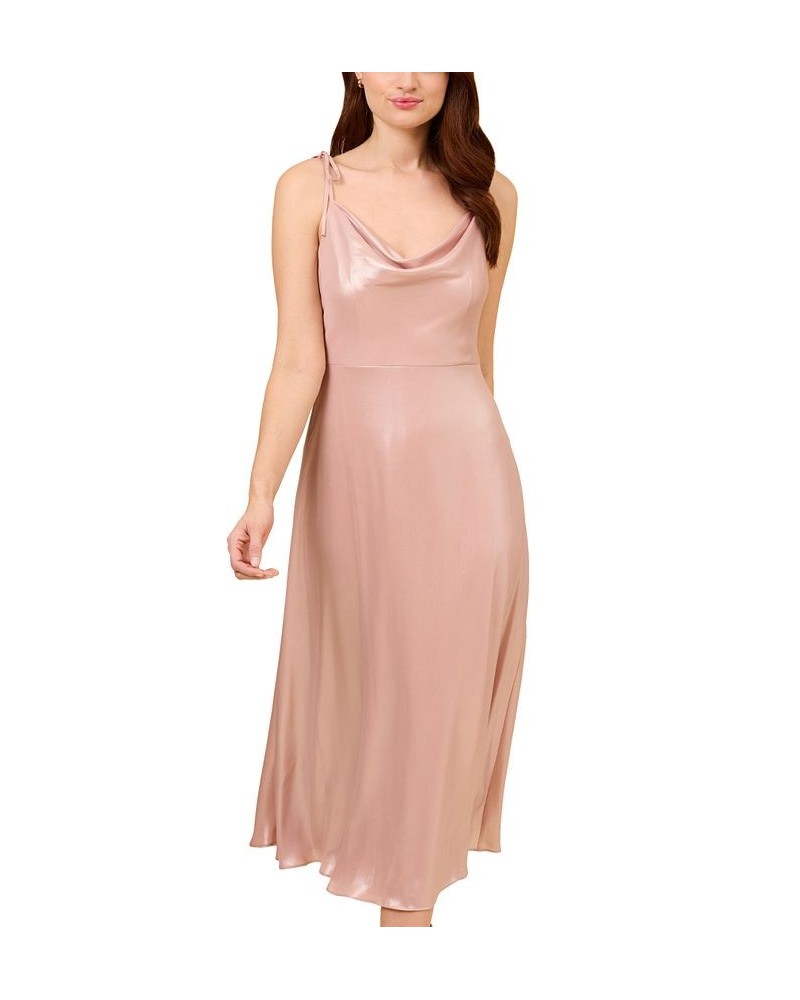 Women's Metallic Cowlneck Sleeveless Midi Dress Blush $91.96 Dresses