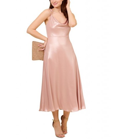 Women's Metallic Cowlneck Sleeveless Midi Dress Blush $91.96 Dresses