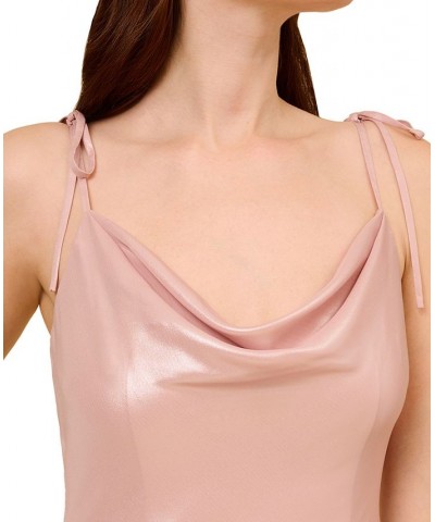 Women's Metallic Cowlneck Sleeveless Midi Dress Blush $91.96 Dresses