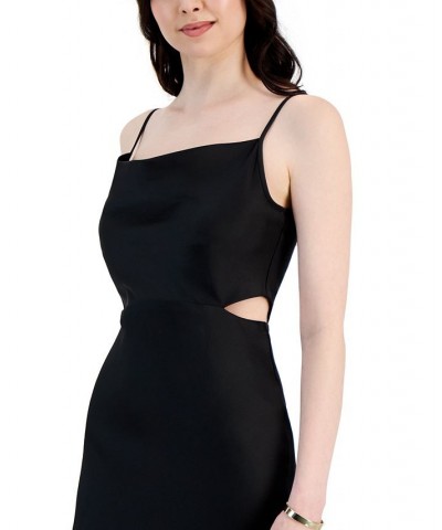 Women's Side-Cut-Out Sleeveless Draped-Neck Dress Black $69.00 Dresses