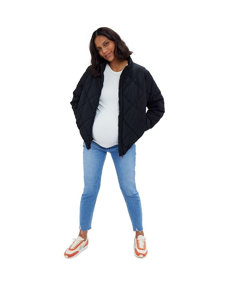 Women's Maternity Grow With You Puffer Jacket Black $68.88 Jackets