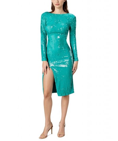 Women's Sequined Bodycon Dress Green $117.82 Dresses