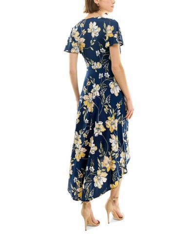 Juniors' Floral-Print High-Low-Hem Wrap Dress Pat E Navy Floral $26.46 Dresses