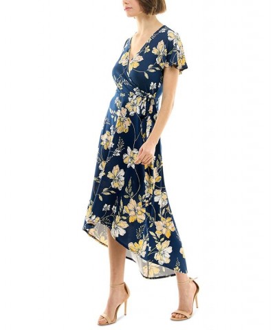 Juniors' Floral-Print High-Low-Hem Wrap Dress Pat E Navy Floral $26.46 Dresses