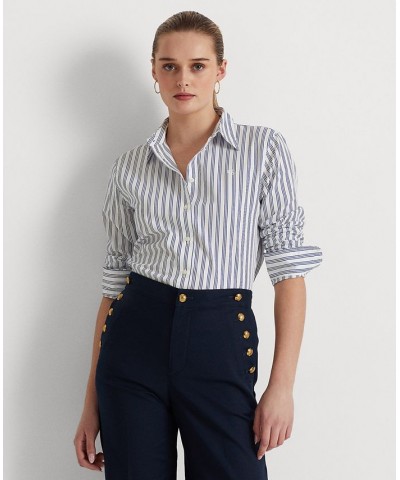 Women's Striped Cotton Broadcloth Shirt Multi $53.66 Tops