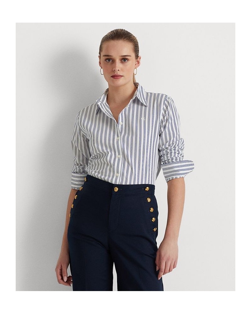 Women's Striped Cotton Broadcloth Shirt Multi $53.66 Tops