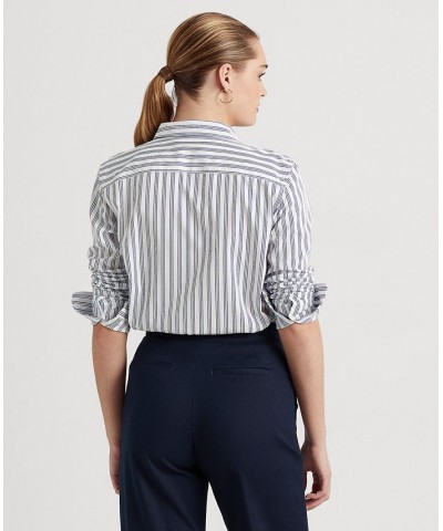 Women's Striped Cotton Broadcloth Shirt Multi $53.66 Tops