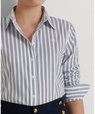 Women's Striped Cotton Broadcloth Shirt Multi $53.66 Tops