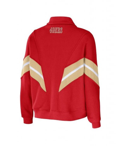 Women's Scarlet San Francisco 49ers Plus Size Yarn Dye Stripe Full-Zip Jacket Scarlet $38.95 Jackets