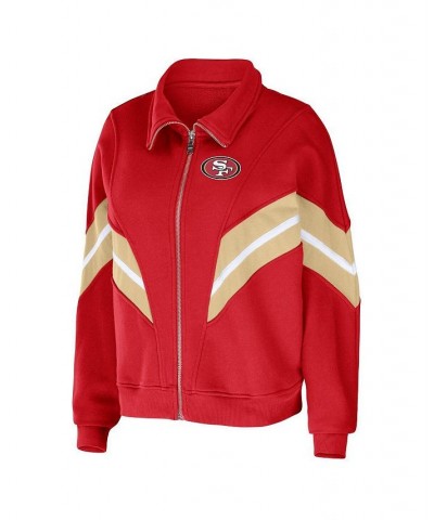 Women's Scarlet San Francisco 49ers Plus Size Yarn Dye Stripe Full-Zip Jacket Scarlet $38.95 Jackets