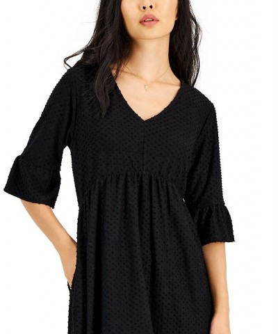 Petite Clip Dot Flared-Sleeve A-Line Dress Black $14.42 Dresses