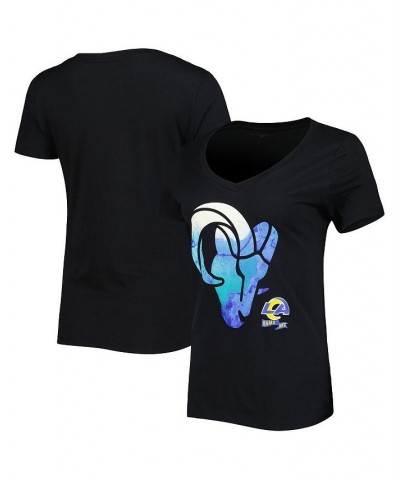 Women's Black Los Angeles Rams Ink Dye Sideline V-Neck T-Shirt Black $15.17 Tops