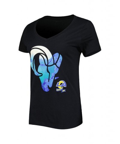 Women's Black Los Angeles Rams Ink Dye Sideline V-Neck T-Shirt Black $15.17 Tops