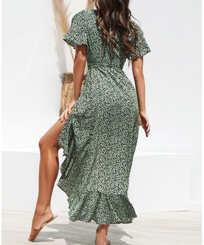 Women's Flared Sleeve V-neck Ditsy Dress Green $26.31 Dresses