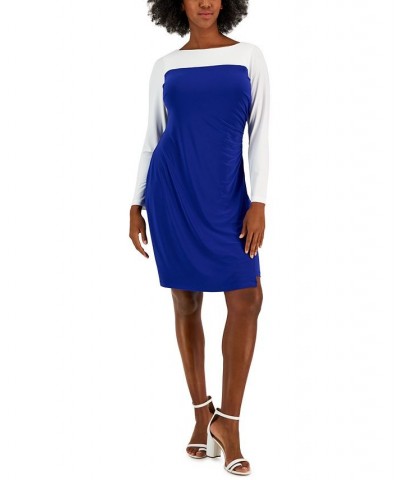 Ginger Colorblocked Midi Shift Dress White/Royal Blue $25.38 Dresses