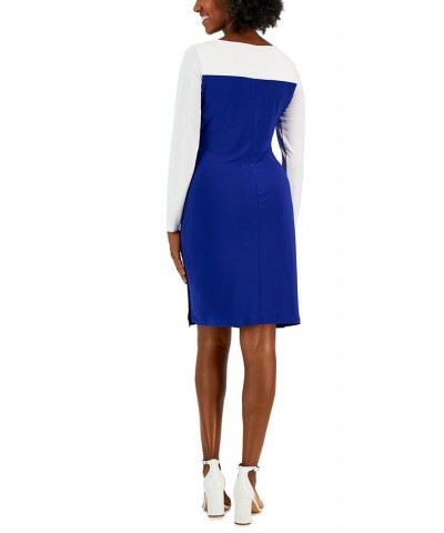 Ginger Colorblocked Midi Shift Dress White/Royal Blue $25.38 Dresses