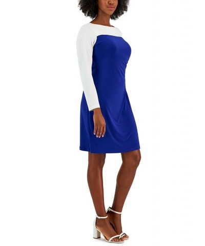 Ginger Colorblocked Midi Shift Dress White/Royal Blue $25.38 Dresses