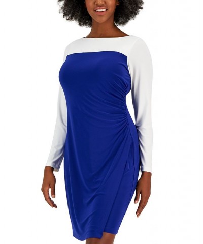 Ginger Colorblocked Midi Shift Dress White/Royal Blue $25.38 Dresses