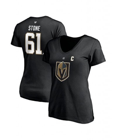 Women's Mark Stone Black Vegas Golden Knights Authentic Stack Name and Number V-Neck T-shirt Black $21.83 Tops