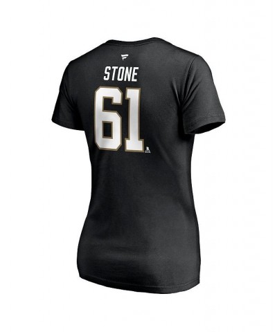 Women's Mark Stone Black Vegas Golden Knights Authentic Stack Name and Number V-Neck T-shirt Black $21.83 Tops