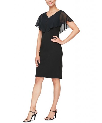 Sheer-Overlay Sheath Dress Black $35.60 Dresses