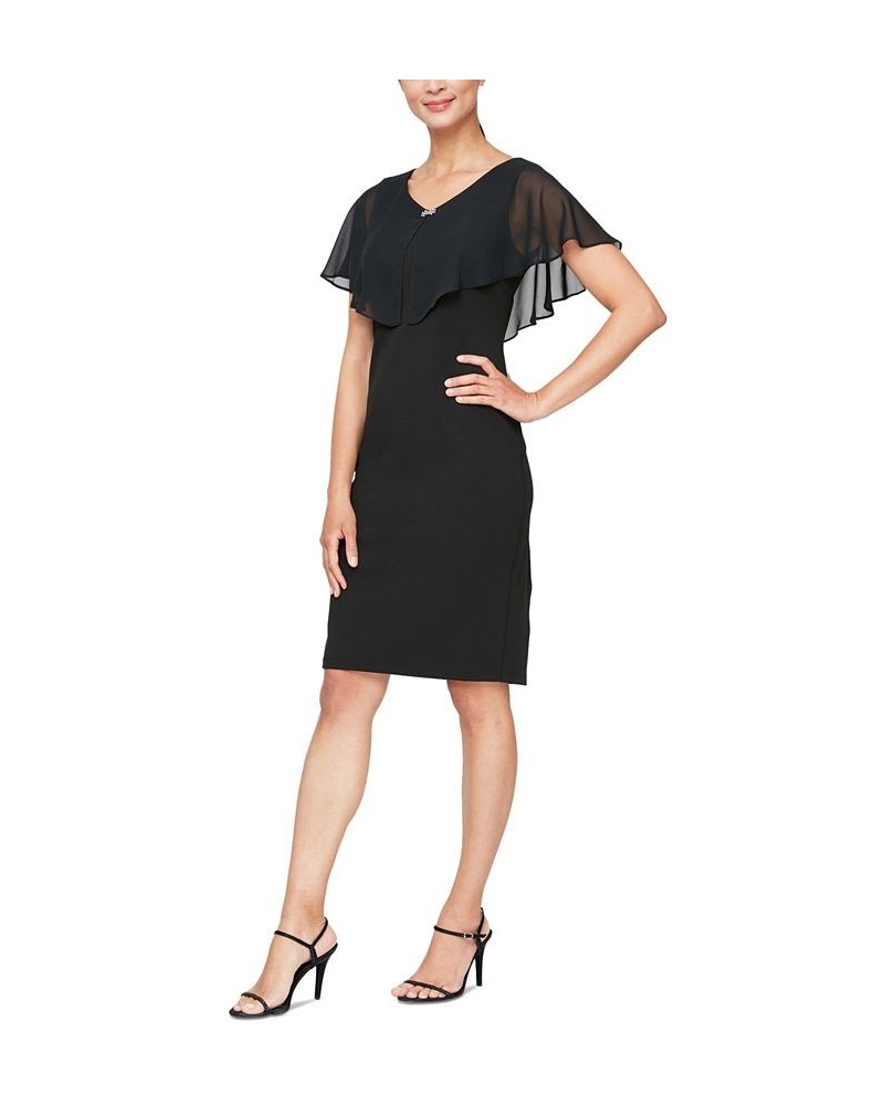 Sheer-Overlay Sheath Dress Black $35.60 Dresses