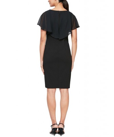 Sheer-Overlay Sheath Dress Black $35.60 Dresses