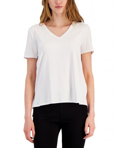 Women's V-Neck T-Shirt White $15.39 Tops