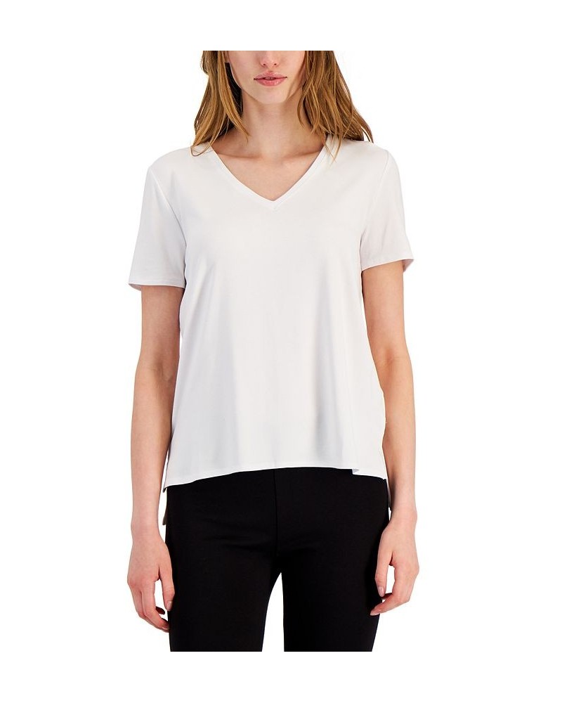 Women's V-Neck T-Shirt White $15.39 Tops