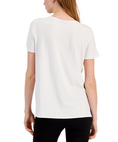 Women's V-Neck T-Shirt White $15.39 Tops