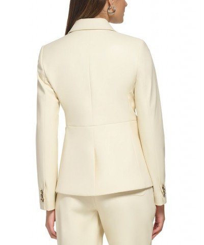 Women's Faux Leather Double-Breasted Blazer Buttercream $49.54 Jackets