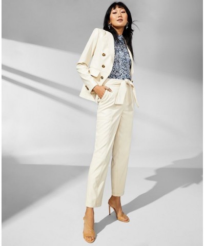 Women's Faux Leather Double-Breasted Blazer Buttercream $49.54 Jackets