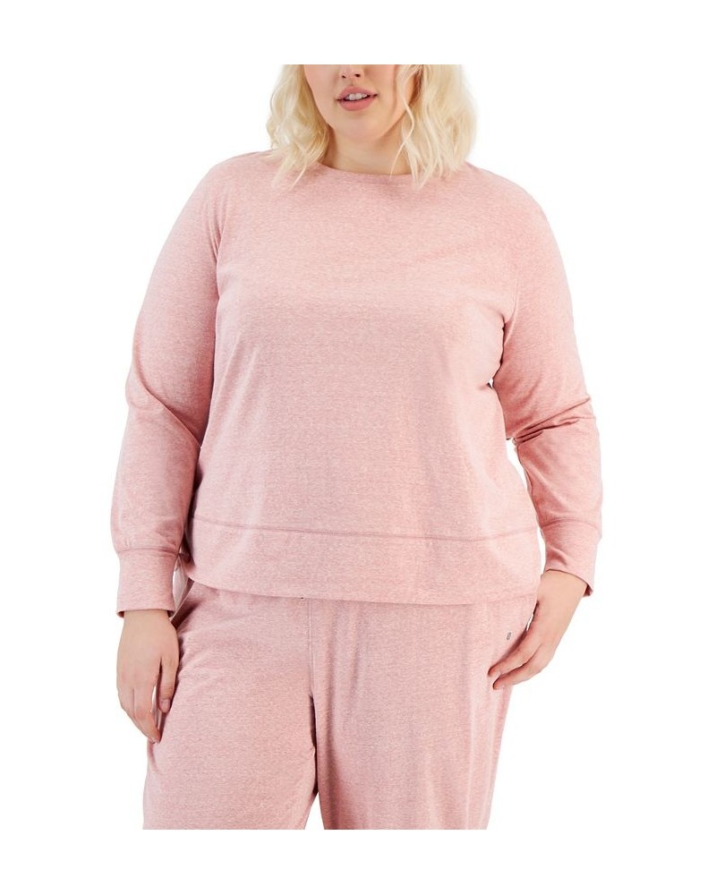 Plus Size Retro Recycled Long-Sleeve Top Pink $17.88 Tops