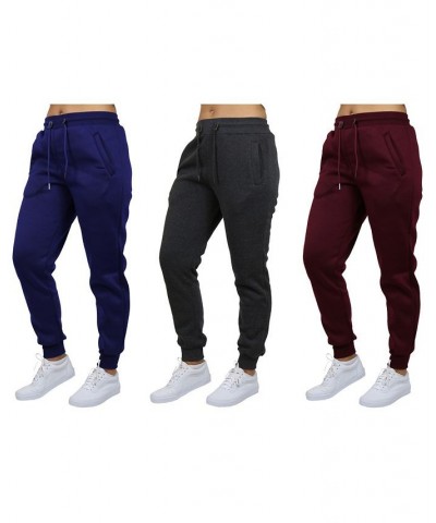 Women's Loose-Fit Fleece Jogger Sweatpants-3 Pack Navy-Charcoal-Burgundy $38.50 Pants