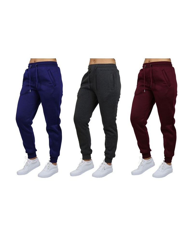 Women's Loose-Fit Fleece Jogger Sweatpants-3 Pack Navy-Charcoal-Burgundy $38.50 Pants