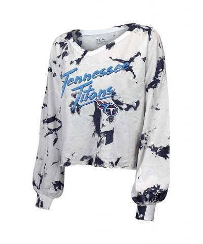 Women's Derrick Henry White Tennessee Titans Off-Shoulder Tie-Dye Name and Number Long Sleeve V-Neck T-shirt White $28.00 Tops