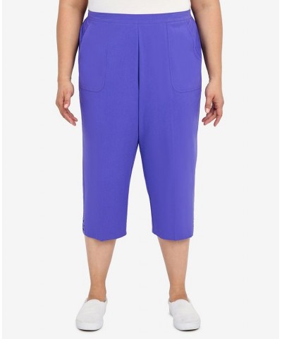 Plus Size Criss Cross Structured Capri Pants Purple $34.93 Pants