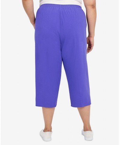 Plus Size Criss Cross Structured Capri Pants Purple $34.93 Pants